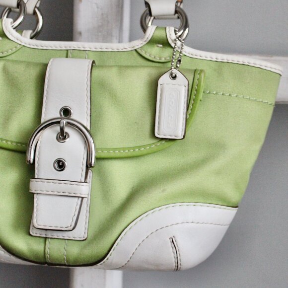 Coach VTG Y2K Green & White Soho Twill & Leather Mini Tote Bag A06S - 1881 - Picture 11 of 11